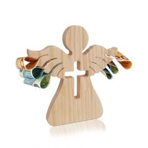 SCJJZ Pince à billets,Ange Gardien en Bois Ange en Bois Decoration Ange de Poche Souvenirs de Baptême pour Cadeau de Baptême,Figurines d'ange en Bois avec Gravure pour Baptême Ange Sculpture (GuangZhouAnTuTuMaoYiYouXianGongSi, neuf)