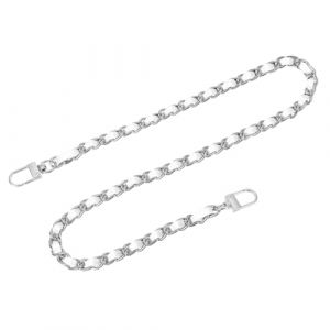 QUARKZMAN Cha&icirc;ne de sac &agrave; main, 24" Cha&icirc;ne plate en cuir et fer pour sac &agrave; main avec boucles pour sacs &agrave; bandouli&egrave;re (Sangle blanche + Cha&icirc;ne argent&eacute;e) (QUARKZMAN, neuf)