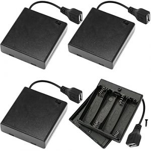 Xiatiaosann 4 PCS 4 AA Support de batterie Interrupteur USB, Prise femelle USB 6V, 4 x 1.5V AA Support de bo&icirc;tier de batterie Interrupteur marche/arr&ecirc;t pour voiture RC lumi&egrave;re LED (HAAMNING7, neuf)