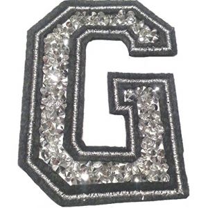 &Eacute;cusson Patch Badge strass Brod&eacute; ecusson lettre alphabet thermocollant " G 8-10 cm " (B2SEE LTD avec TVA francaise et livraison LaPoste, neuf)