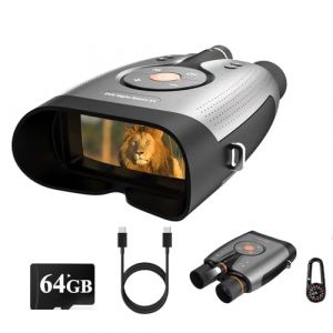 Jumelles Vision Nocturne 4K avec &Eacute;cran 3" HD, Port&eacute;e 1000m, Batterie 5000mAh, Zoom num&eacute;rique 8X, &eacute;tanche IP67, Lampe Tactique, Carte 64GB Chasse, Observation, Camping (DAOYIDE, neuf)