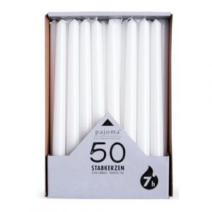 pajoma&reg; Bougies b&acirc;ton blanches 50 pi&egrave;ces | Hauteur 25 cm, dur&eacute;e de combustion env. 7 heures | sans parfum, polyvalentes pour bougeoirs, d&eacute;coration & occasions festives (mituso, neuf)