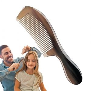 Peigne en corne de buffle – Peigne en corne naturelle antistatique – Peigne à dents larges pour les types de cheveux, offrant un coiffage sans effort et des massages de tête apaisants pour une (Tieldern, neuf)