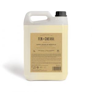 Fer à Cheval - Véritable Savon de Marseille Liquide - Sans Conservateur, et Hypoallergénique, il est Doux pour la Peau des plus Sensibles (SANS PARFUM, 5L) (Savonnerie Fer à Cheval, neuf)