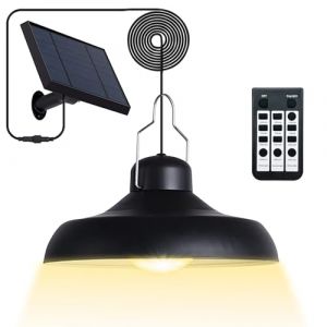 Suspension solaire d'extérieur – Lampe solaire d'intérieur 3000 K 4500 K 6500 K avec télécommande pour extérieur, étanche IP65 pour jardin, poulailler, tonnelle, grange (Gaoneng-FR, neuf)