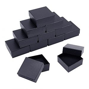 nbeads 12 Pcs Boîtes à Bijoux en Carton, 7.5x7.5x3.5cm Boîte Cadeau en Papier Boîte à Bagues Carrée Noire avec Éponge Noire pour Bracelet Collier Anniversaire Festival de Noël Affichage et Stockage (ARRICRAFT FR, neuf)