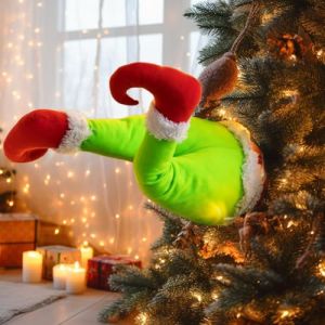 ZoneYan Pattes d'Elfe Grinch, Jambes de Lutin, Décorations de Sapin pour Les Jambes d'un Lutin, Grinch Jambes Rembourrées, Pattes d'Elfe de Noël, Décoration de Sapin de Noël de Lutin 3D (MoNaa257, neuf)