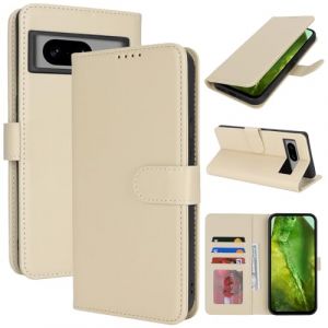 Zouzt Coque pour Google Pixel 8A Housse Portefeuille, Cuir PU Premium Etui de Protection [Béquille] [Fentes pour Cartes] Etui à Rabat pour Google Pixel 8A - Blanc Cassé (malepeak, neuf)