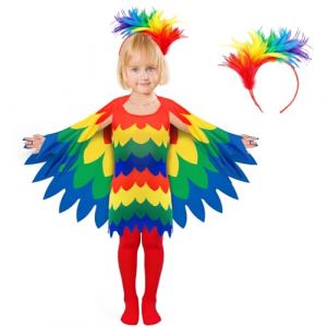 Costume de perroquet d'Halloween - Costume pour enfant - Costume de f&eacute;e perroquet color&eacute; - Pour fille - Robe d'oiseau - Pour carnaval, Halloween, f&ecirc;te, toucan (7-8 ans) (Panmay, neuf)