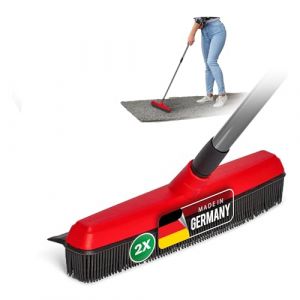 Novaliv - Balai en caoutchouc - Rouge - Avec manche extensible - Balai &agrave; picots - Pour chambre, parquet, salon de coiffure - Poils en caoutchouc (AMP GmbH, neuf)
