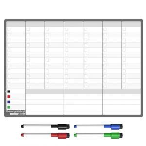 Planning Frigo Magnétique | Tableau Blanc Effaçable & Semainier | Liste de Courses et Calendrier pour Organisation Familiale (42 x 30cm [A3], multicolore) (The Magnet Shop., neuf)