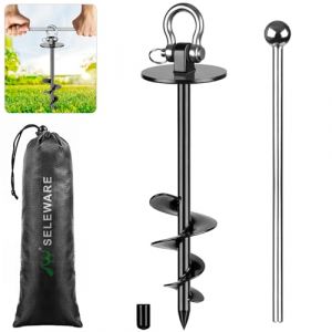 SELEWARE Piquet d'attache d'extérieur antirouille pour Chiens de Grande Taille pesant jusqu'à 100 kg, piquets Pliables pour Chien, matériel de Camping, Tige torsadée Incluse (Lifeswell, neuf)