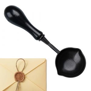 Anulely Cuill&egrave;re &agrave; cacheter de cire, cuill&egrave;re &agrave; fondre pour sceau de cire, cuill&egrave;re chauffante anti-adh&eacute;sive, avec manche en bois, cuill&egrave;re &agrave; tampon de couleur feu, design &agrave; double bec pour la (Well buy, neuf)