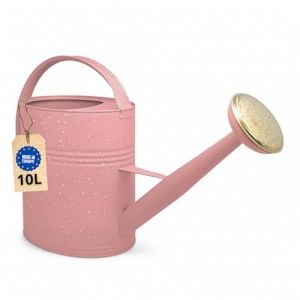 LIVLIG Arrosoir en m&eacute;tal galvanis&eacute; 10 L &ndash; Grande arrosoir Vintage Rose avec pommeau en Laiton Amovible pour Jardin et Plantes d&rsquo;int&eacute;rieur, Rose (New-Ventures, neuf)