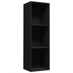 vidaXL Bibliothèque Meuble TV Armoire Basse Meuble de Rangement avec 3 Compartiments Stockage Etagère à Livres Salon Maison Noir Aggloméré (vidaXL FR, neuf)