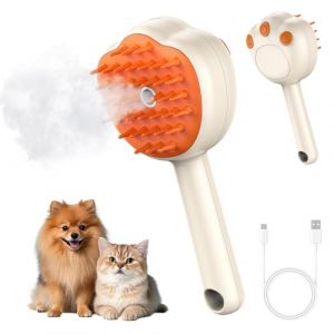Brosse &agrave; vapeur 6 en 1 pour chien, peigne &agrave; d&eacute;fourrure avec shampooing sans eau, outil de toilettage doux pour la peau, convient pour la perte de poils et les poils d'animaux domestiques (jaune) (Rutong, neuf)