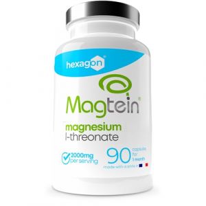 Magn&eacute;sium L-Thr&eacute;onate Magtein&reg; 2000mg - M&eacute;moire, Clart&eacute; Mentale, Sommeil R&eacute;parateur - Assimilation C&eacute;r&eacute;brale Optimale - Forme brevet&eacute;e issue du MIT - Cure +1 Mois - 90 G&eacute;lules V&eacute;ganes - Hexagon (VATIS, neuf)