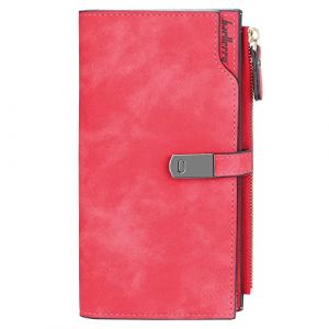 HNOOM Portefeuille Femme en Cuir PU Longue Porte Monnaie Femme Grande Capacite Porte Feuilles pour Femme avec 24 Emplacements Cartes et Zipp&eacute; Pochette &agrave; Monnaie (Rouge-L) (HNOOM, neuf)
