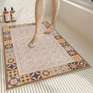 Pevfeciy Tapis de Douche antid&eacute;rapant 120x80 cm Grand Tapis Douche de Style Moderne en PVC Doux et Confortable avec Trous de Drainage, Haute perm&eacute;abilit&eacute; &agrave; l'eau, adapt&eacute; aux Zones humides (ENJOYHOMES, neuf)