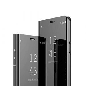 MRSTER Huawei P40 Lite Miroir Housse Coque Etui &agrave; Rabat, Mirror Smart View Standing 360&deg; Protecteur Etui Coque pour Huawei P40 Lite. Flip Mirror: Black (MRSTER, neuf)