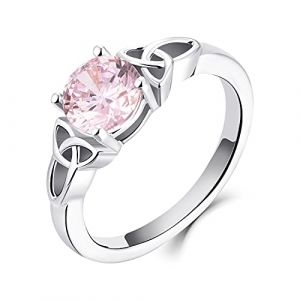 YL Bague de Fiançailles Bague Celtique Argent 925 avec Octobre pierres de naissance Oxyde de Zirconium Rose Bague de Mariage Solitaire pour Femme Mariée(taille52) (YL Fine Jewelry, neuf)