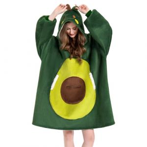 OLAOLA Sweat &agrave; Capuche Couverture Surdimensionn&eacute;e Avocat pour Adultes, Pull Plaid &agrave; Capuche en Polaire Sherpa avec Manches et Poches, Sweat Plaid Doux et Chaud pour Femme Homme (pitgeem, neuf)