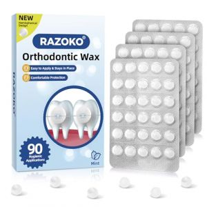 RAZOKO Cire orthodontique pour appareils dentaires - 90 points de cire - Emballage hygi&eacute;nique individuel - Cire dentaire - Menthe (Fashcat-EU, neuf)