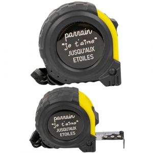 ERNESTINE - M&egrave;tre ruban je t'aime parrain - cadeau parrain choix annonce grossesse - cadeau parrain accessoire homme - m&egrave;tre pliant personnalisable famille - cadeau homme anniversaire No&euml;l naissance (Ernestine et Castagnou, neuf)