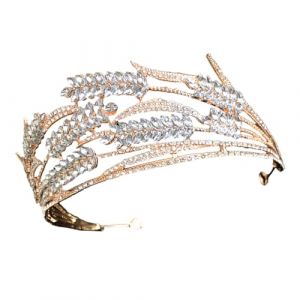 IWOWHERO Diad&egrave;me de Mari&eacute;e Baroque Dor&eacute; Couronne D&eacute;licate pour Fille Accessoire Coiffure pour Robe de Mari&eacute;e C&eacute;r&eacute;monie Banquet et Anniversaire Bijou Cheveux &Eacute;l&eacute;gant et L&eacute;ger (Langeriy, neuf)