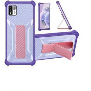 bojioderf Coque pour KONROW Star 55 Max Coque &Eacute;tui Case Cover Hybride [avec Protection d'&eacute;cran en Verre tremp&eacute;] [Support magn&eacute;tique Pliable] [givr&eacute; r&eacute;sistant aux Empreintes digitales] Violet (Oujietong, neuf)