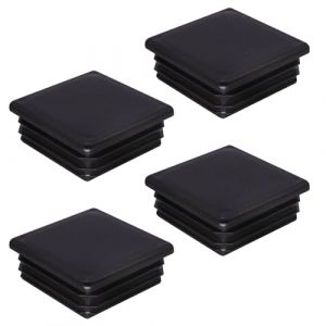 SKIR'CO (4 pi&egrave;ces) Bouchons Carr&eacute;s en Plastique 60 x 60 mm, Embouts de Tube Mat, Inserts de Tube Carr&eacute;, Bouchons de Poteau de Cl&ocirc;ture, Noir RAL 9005 (Skirmantas, neuf)