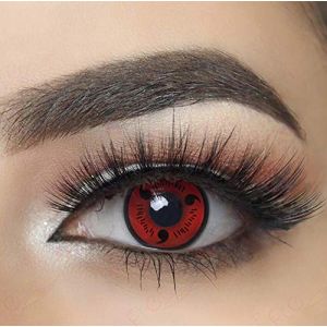 MYSA LENS® Lentilles De Contact De Couleur Fantaisie Crazy Lens Cosplay Halloween Yeux Sharingan Sazuke Sasuke 3 Tomoe Sharingan Etui Offert 12 Mois sans correction (MYSA LENS®, neuf)