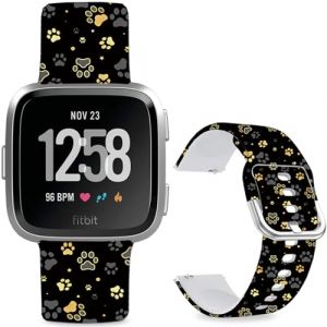 Leotop Bracelet de montre de rechange en silicone souple de 23 mm avec motif de dessin anim&eacute; compatible avec Fitbit Versa 2/Versa/Fitbit Versa Lite/SE pour homme et femme (griffe de chat dor&eacute;) (Leotop-EUR, neuf)