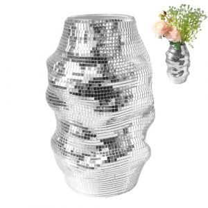 Mafagwre Boule A Facette Vase Disco, Pots De Fleurs Disco Argent&eacute;s, Pot De Fleurs En Forme De Boule Disco, Jardini&egrave;re Boule Disco, Argent&eacute;s Miroir Boule Disco Vase, Verre Pot De Fleurs Miroir (A) (Mafagwre, neuf)