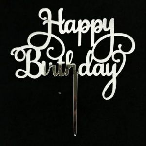 AILEXI Décorations de gâteaux de Paillettes acryliques de 1 Compte - Joyeux Anniversaire, Argent (LMing, neuf)