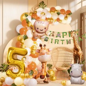 5ème anniversaire garçon fille 5 ans décoration anniversaire jungle animaux de la forêt, ballons safari 5 décoration anniversaire enfant, décoration anniversaire animaux (ouhan, neuf)