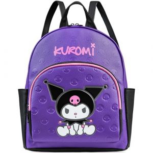 Hello Kitty Sanrio Sac &agrave; Dos Fille Ado et Femme, Kuromi en Simili Cuir, Mini Sac &agrave; Dos Kawaii &Eacute;paule, Id&eacute;e Cadeau (Violet Kuromi) (Get Trend., neuf)