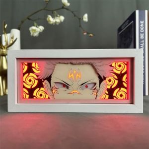 JJK Veilleuse en papier sculpt&eacute; Gojo Satoru D&eacute;coration de chambre &agrave; coucher Lumi&egrave;re LED RVB Fushiguro Megumi Personnage de dessin anim&eacute; Lampe de bureau Cadeau d'anniversaire (renmuqeu[La promotion d'ouverture], neuf)