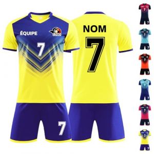 Maillot Football Personnalis&eacute;，Maillot de Foot Enfant Homme FemmePersonnalis&eacute;, Personnalis&eacute; Nom, Num&eacute;ro, Logo de l'&eacute;quipe (Jaune) (VeroSpace France, neuf)