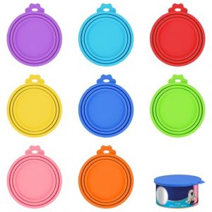Couvercles Universels en Silicone pour Bo&icirc;tes de Conserve, 8 Pi&egrave;ces Pet Can Lid, Couvercle Boite Conserve Chiens Chat, Conservation de la Nourriture, Cloche Alimentaire Adapt&eacute;e L&eacute;gumes Viande Fruits (achenyuyuan, neuf)