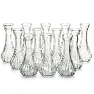 Hewory Petit Vase Deco Table - 12 Soliflore en Verre Petit Vase en Verre Transparent pour Centre De Table - Vases Decoratifs pour Decoration Mariage Anniversaire Home Salon Parti (Sportsteam-66, neuf)
