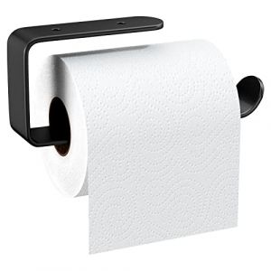 Gvolatee 1 pièce 16CM Porte Papier Toilette Alliage d'aluminium Mat, Support Derouleur Papier Toilette Murale Perçage avec Vis Fixes, Stable Porte-Papier Devidoir Distributeur Toilette Noir (AA UNIVERS, neuf)