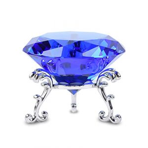 FBBULES 80mm Diamant Cristal Transparent avec Support en Verre, Diamants D&eacute;coratifs Presse-Papier, Diamant D&eacute;coration en Cristal pour Maison Mariage F&ecirc;te No&euml;l Anniversaire (zhuhaishi xiangzhou laixing dianzishanghang, neuf)