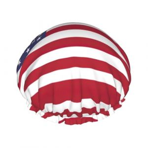 Bonnet de douche motif drapeau am&eacute;ricain pour homme et femme, r&eacute;utilisable, imperm&eacute;able, long et &eacute;pais, soin des cheveux, cheveux courts et enfants (SZLEI2505, neuf)