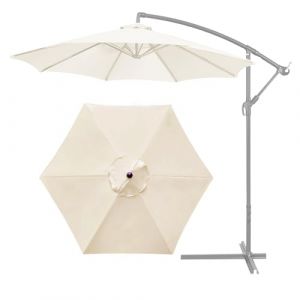 UV50+/Imperméable/Avec Air Vent Auvent Housse De Rechange Pour Parasol, Parasol De Jardin 6/8 Baleines Toile De Rechange, Tissu De Rechange Pour Parasol De Excentré (Hexagonal/Octagonal)(Color:White,S (qqmy 666, neuf)