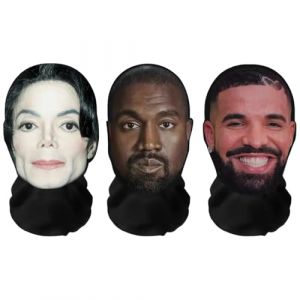 Masques complets avec impression 3D réaliste « Music Legends Bundle » Drake, Kanye Ye, Michael Jackson, respirants, légers et confortables, parfaits pour le cosplay, les fêtes, Halloween, le carnaval (Aristo-Solutions, neuf)
