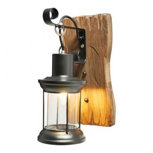 SENDERPICK Applique murale r&eacute;tro antique vintage industrielle jardin lampe murale en bois applique murale ext&eacute;rieure lanterne murale lumi&egrave;re murale E27 (style 2) (SENDERPICK, neuf)