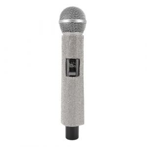 Plyisty Microphone sans Fil, Microphone Portable VHF sans Fil avec R&eacute;cepteur, Port&eacute;e de 30,5 M, Microphone Dynamique pour Chant, karaok&eacute;, avec Manchon de Micro &agrave; Paillettes (Aisewded, neuf)
