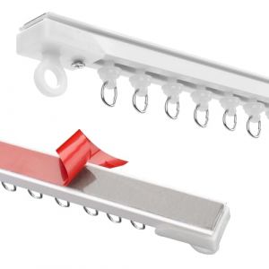 AROMUJOY Rail de rideau autocollant pour plafond ou mur, 6 x 40 cm/240 cm, sans per&ccedil;age/vis, tringle &agrave; rideau sans per&ccedil;age pour camping-car, rideau de douche, armoire, s&eacute;parateur de pi&egrave;ce (ALARW, neuf)