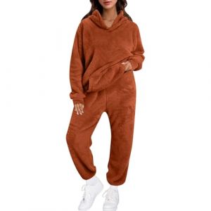 Pyjama Femme Pilou Pilou Ensembles de Pyjama en Polaire Chaud et Doux Hiver Ensembles de Chaud et Doux Combinaison Filles Flanelle Loungewear Sleepwear (hoarse-NU, neuf)